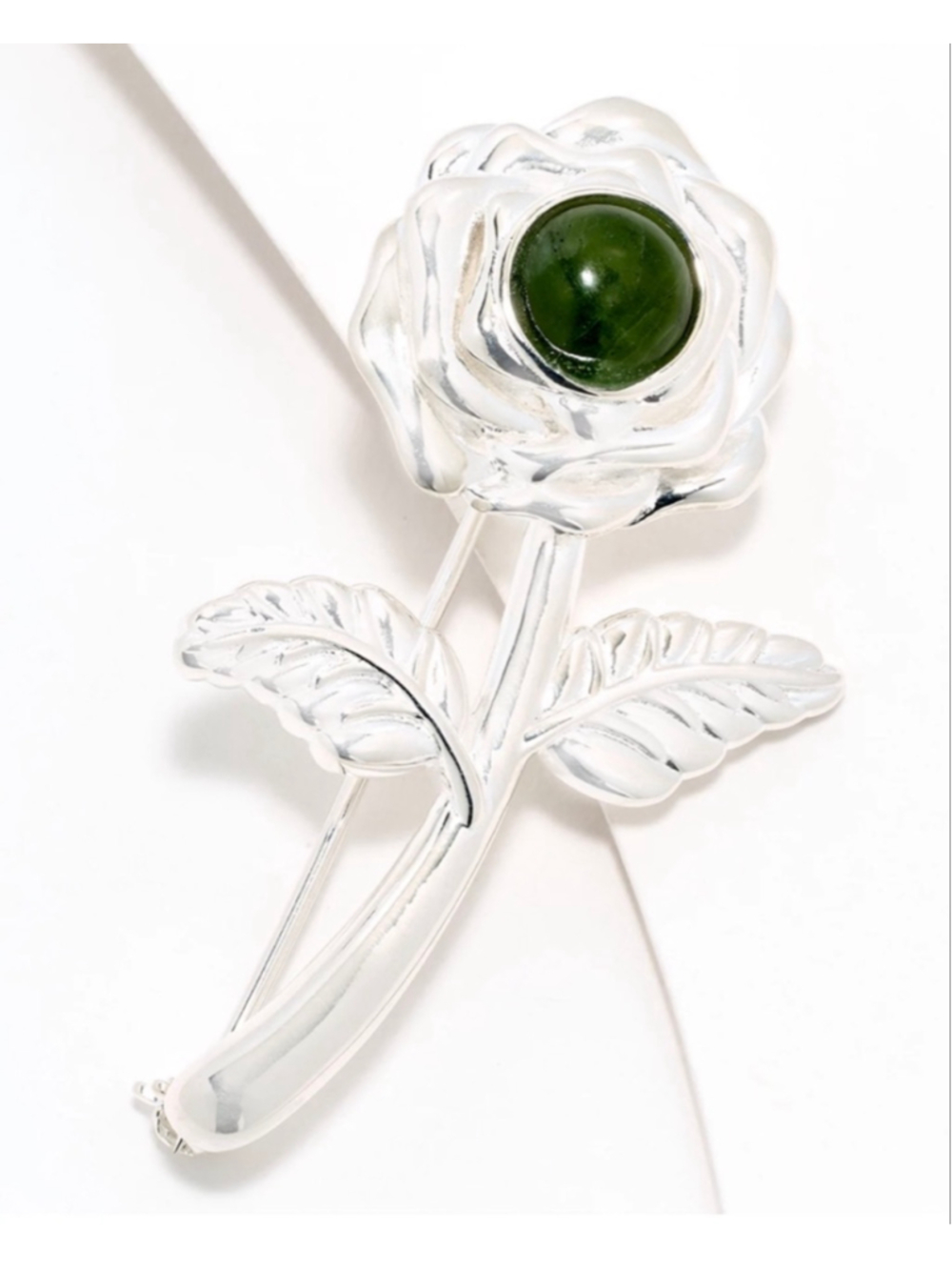 NWT Connemara Marble Sterling Silver Rose Brooch Silver Green